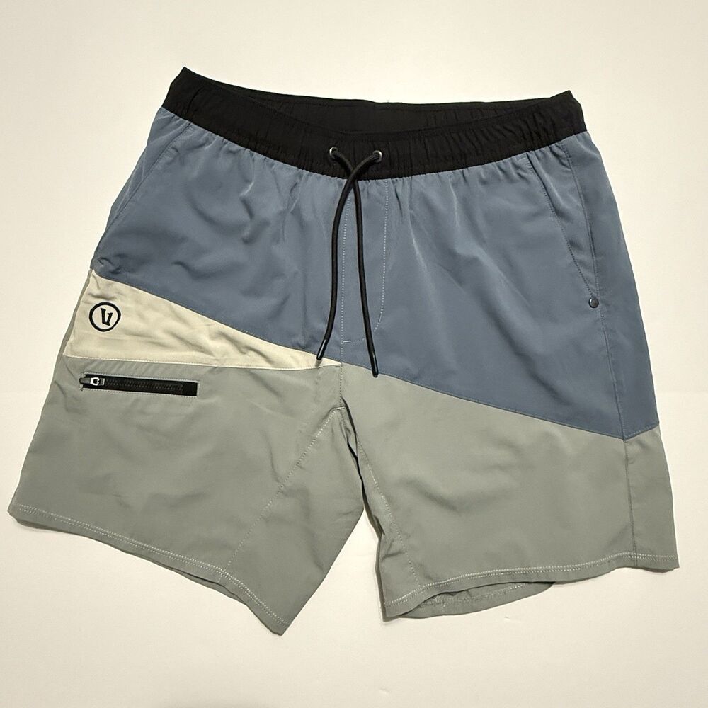 Vuori Colorblock Kore Shorts Men's  Medium Lined 7" Blue/Gray Style# V392